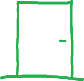 1: desenho da porta verde fechada.